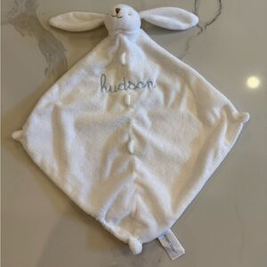 Angel Dear Embroidered Hudson White Bunny Lovey Blanket